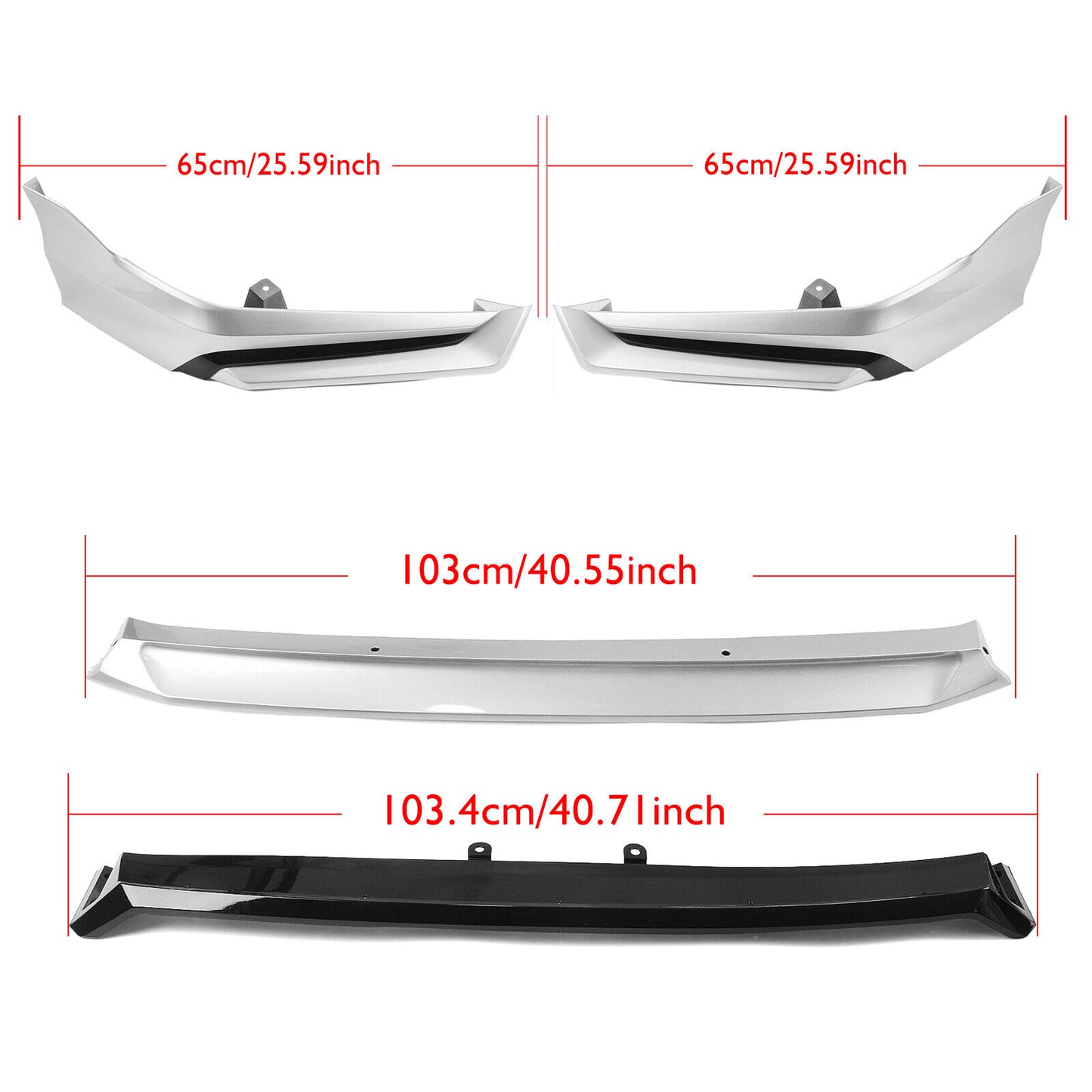 Silver Front Bumper Spoiler Lip Kit fits Honda Civic 2022-2024 All Models YOFER