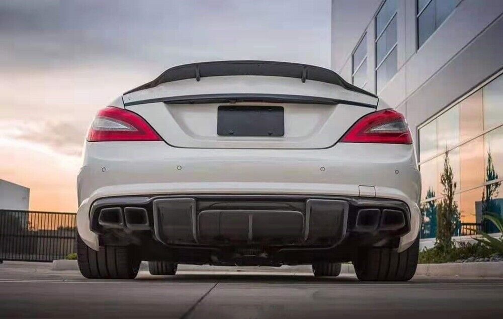 Black Rear Bumper Diffuser Lip fits Benz W218 CLS550 CLS63 AMG 11-14 Carbon Fiber