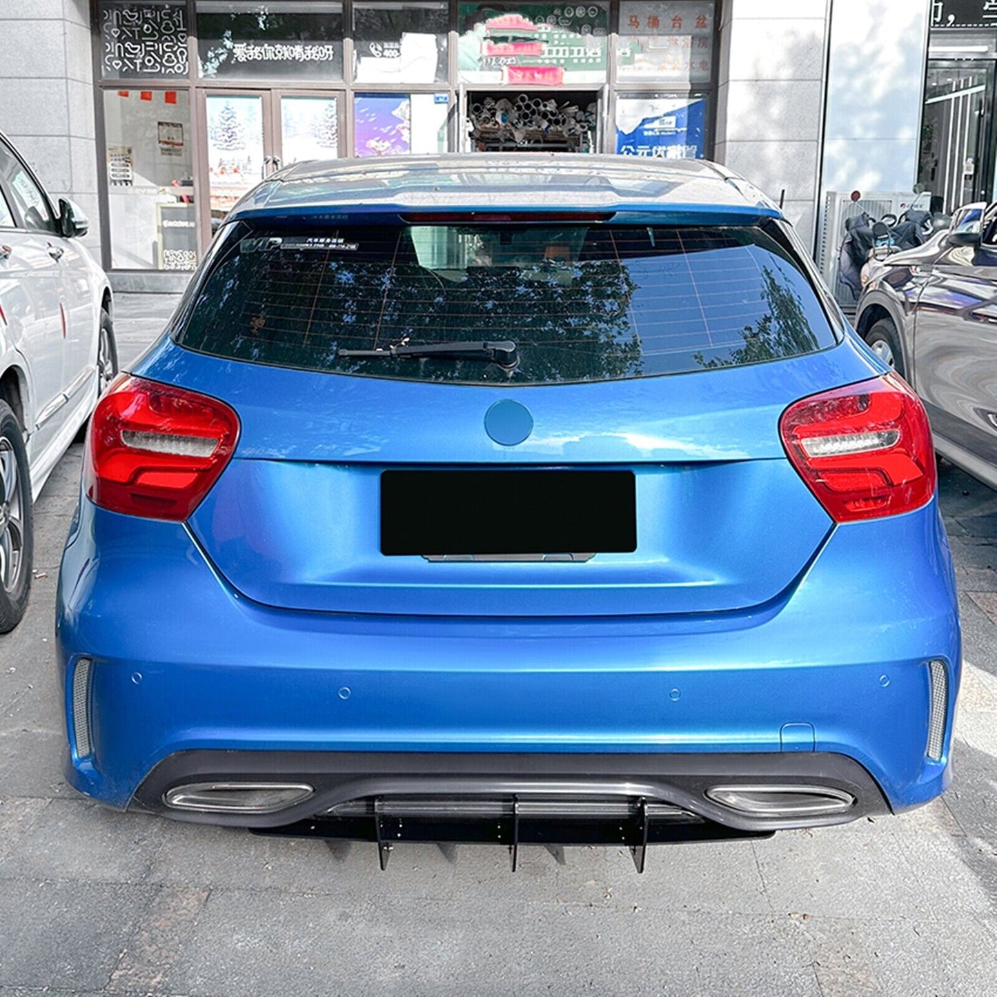 Gloss Black Rear Bumper Diffuser Shark Fin fits Benz A Class W176 16-18 AMG Line