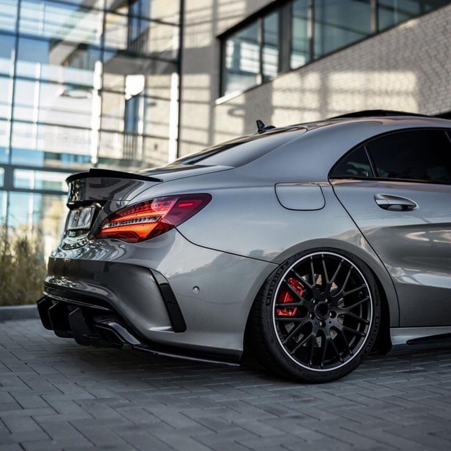Rear Diffuser Lip Shark Fin Cover Splitter fits Benz CLA W117 CLA45 AMG 2016-2019