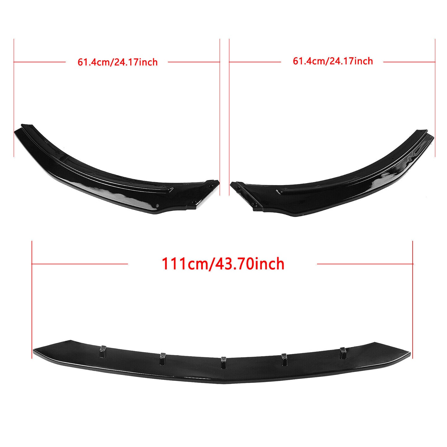 1Set Front Bumper Spoiler Lip fits Benz CLA W117 CLA45 AMG 2017-2019 Sport Black