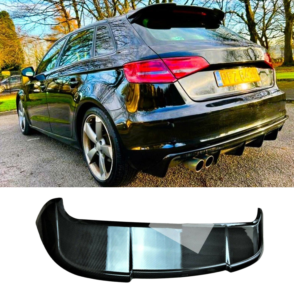 Fits Audi A3 8V Sportback 5 Door Carbon Fibre Roof Spoiler S3 RS3 Look 2013-20