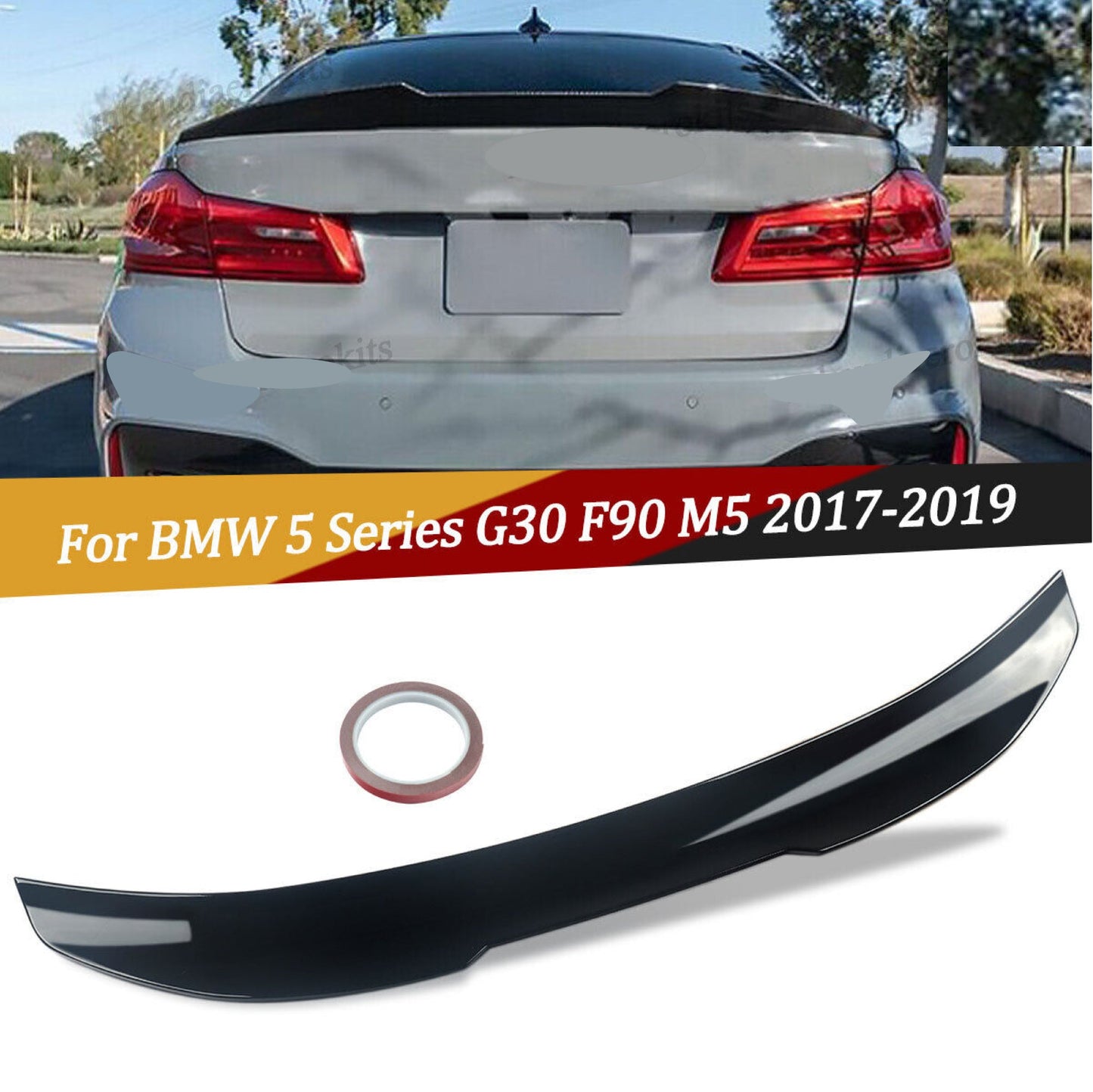 Fits BMW 5 Series M5 G30 F90 Gloss Black High Kick PSM Ducktail Spoiler
