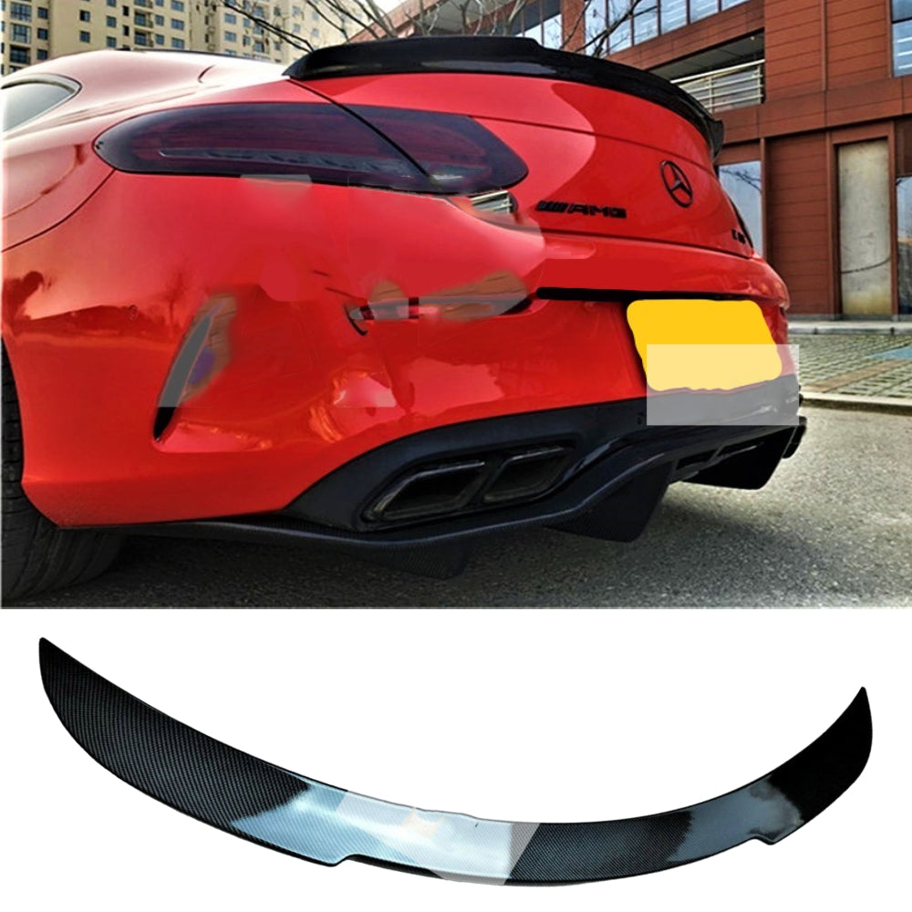 Fits Mercedes C Class Coupe W205 C205 Carbon Fibre C63 AMG Style FD Spoiler 2014-21