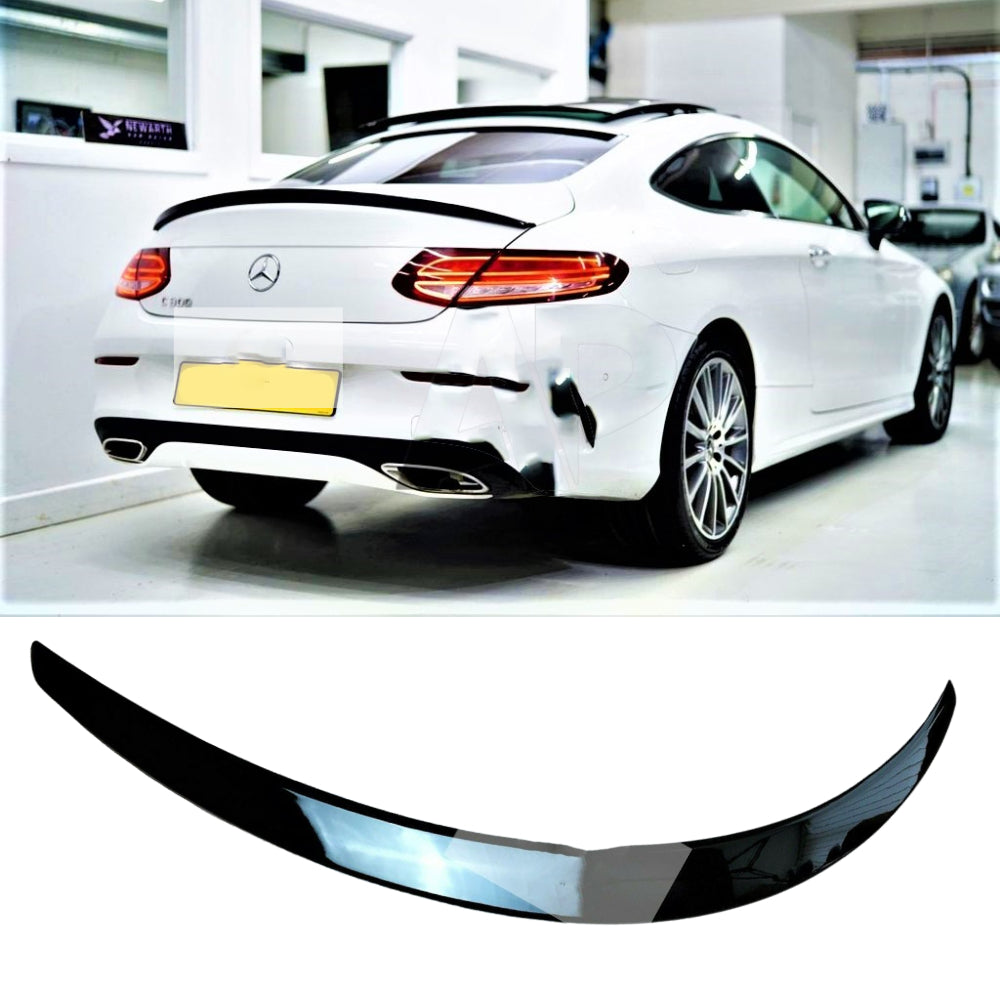 Fits Mercedes C Class Coupe C63 AMG Style W205 C205 Gloss Black Lip Spoiler 2014-21