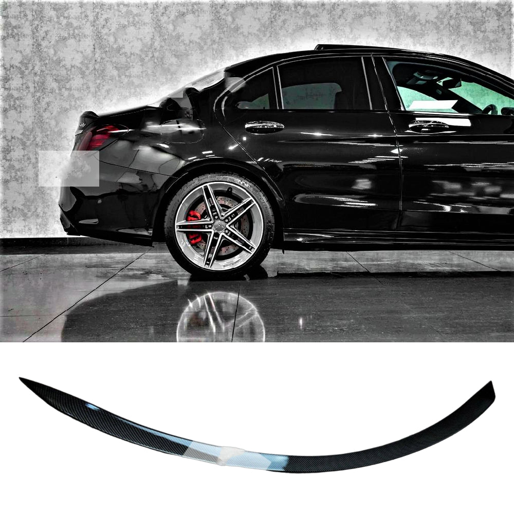 Fits Mercedes C Class W205 Carbon Fibre C63S AMG Style Rear Lip Spoiler 2014-2021
