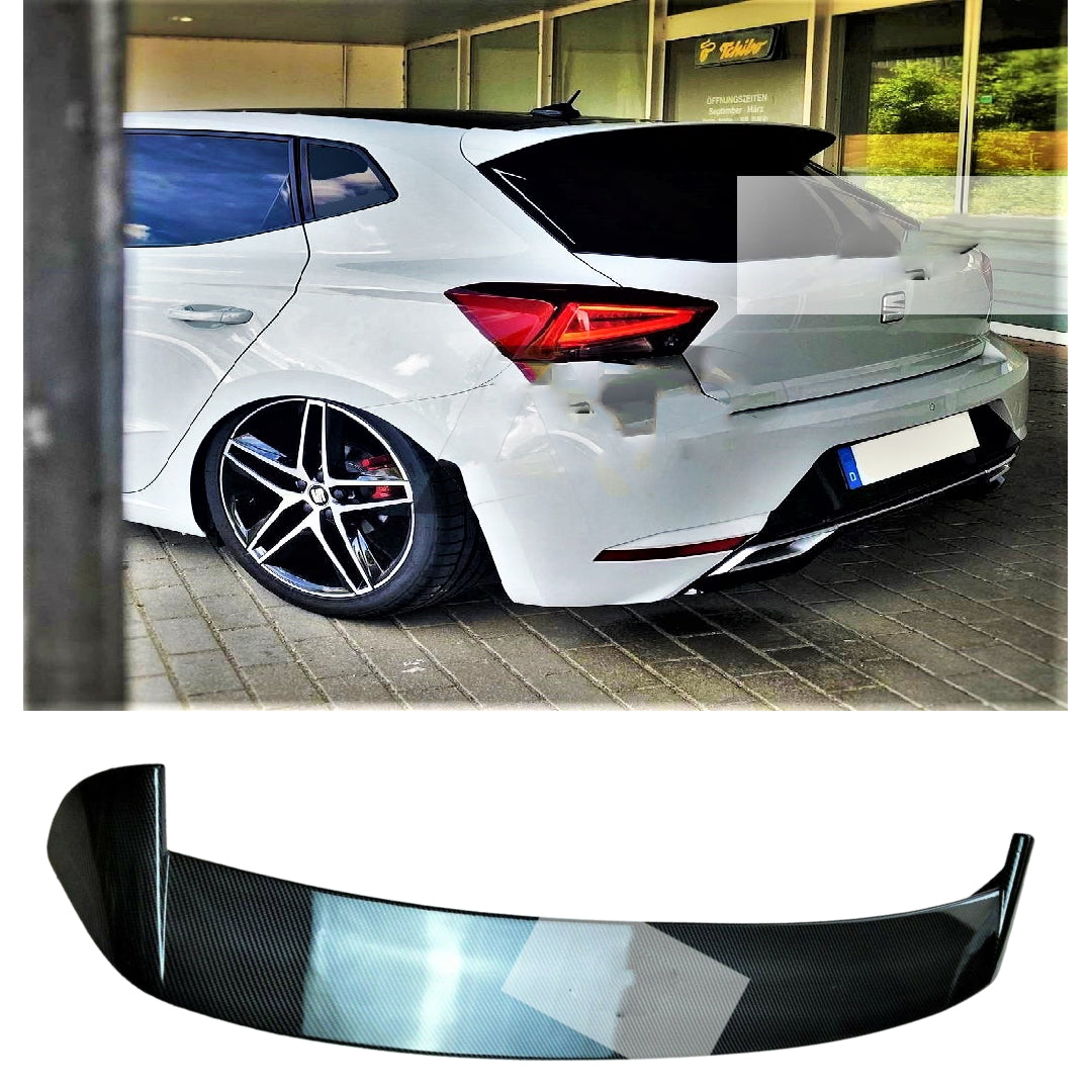 Compatible SEAT Ibiza 5dr MK5 6F Carbon Fibre Rear Boot Roof Spoiler cupra style 2017-2022