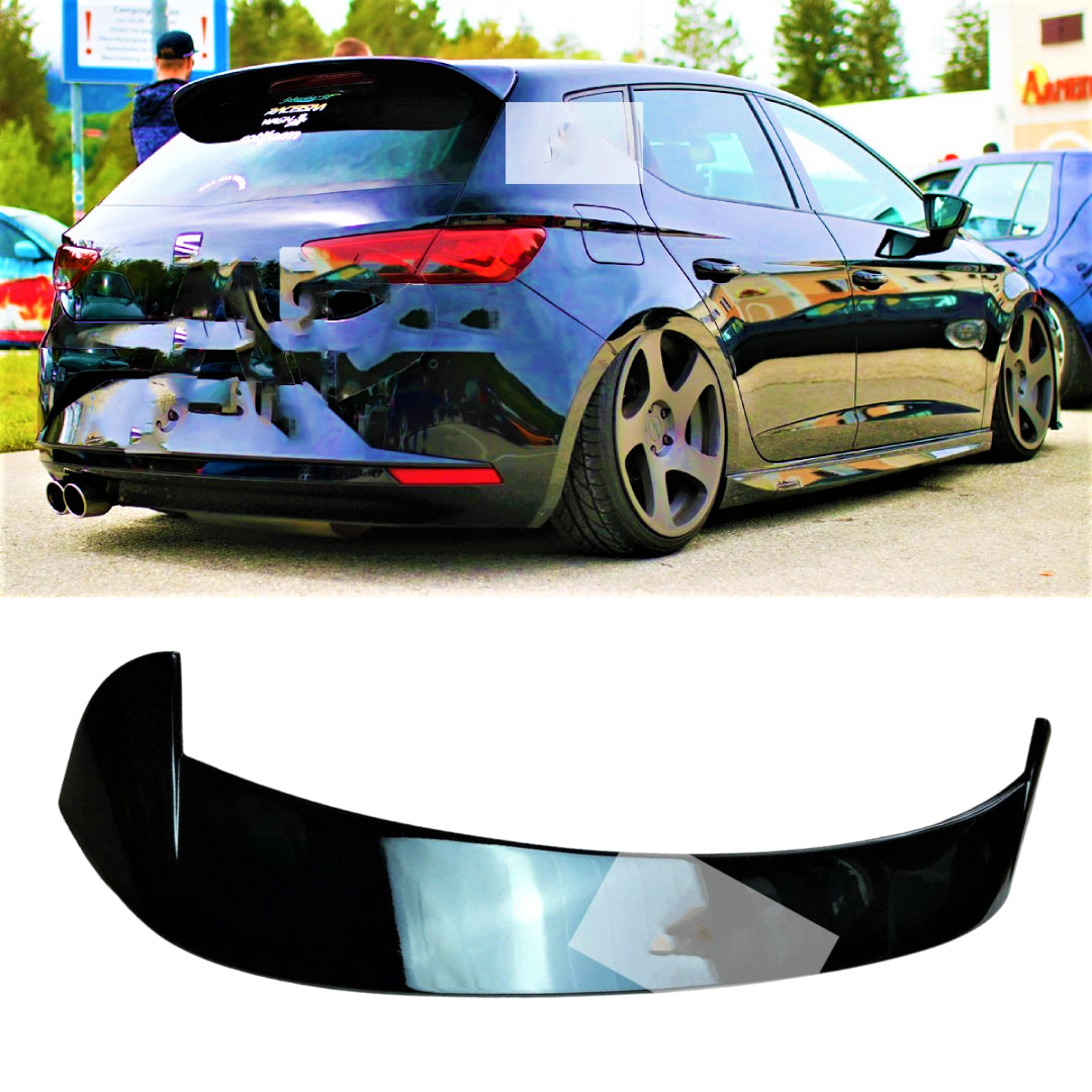 Aftermarket SEAT Leon 5 Door MK3 5F Gloss Black Rear Lip Boot Spoiler 2012-2020