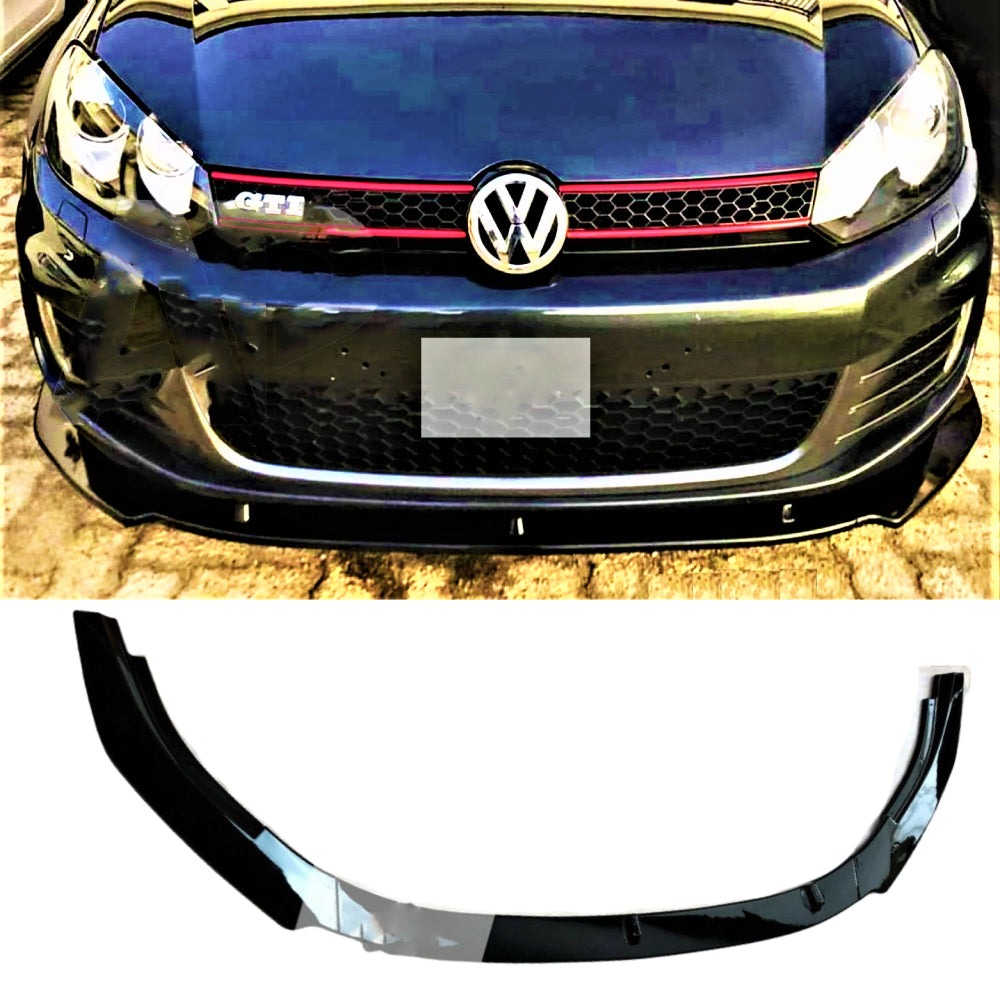 Fits VW Golf MK6 GTD GTI Gloss Black Front Splitter Spoiler Lip Body Kit 2008-2013