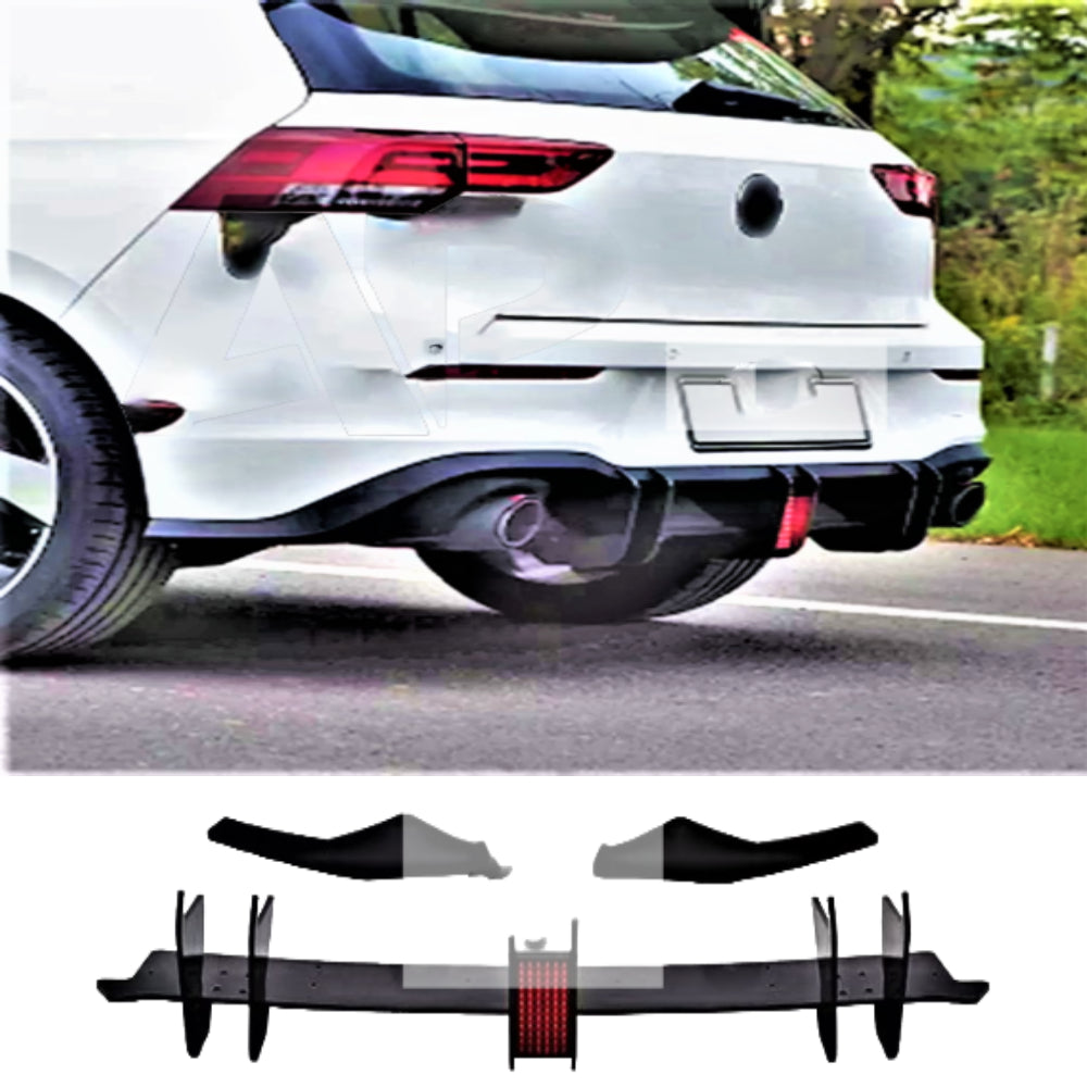Fits VW Golf GTI MK8 Rear Blade Diffuser & Side Splitters With F1 Lamp Spoiler Kit
