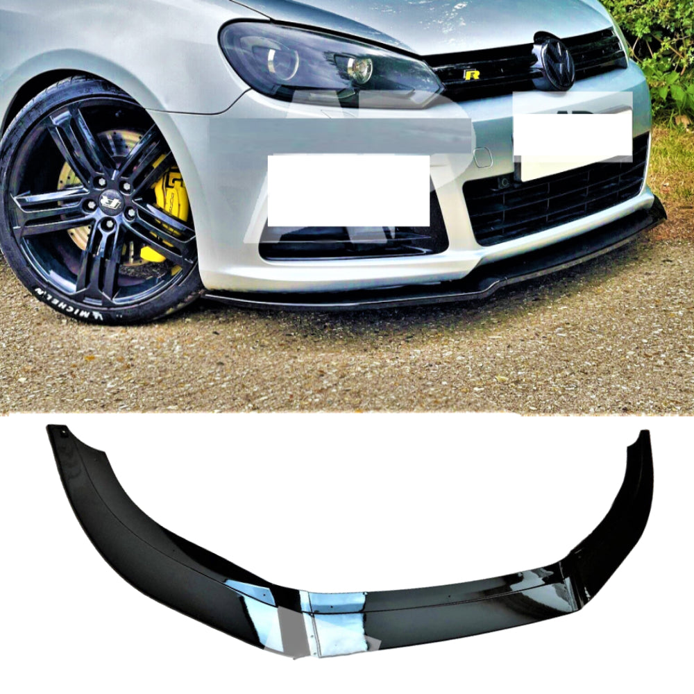 Fits VW Golf MK6 R20 R Gloss Black Front Splitter Spoiler Lip Body Kit 2008-2013