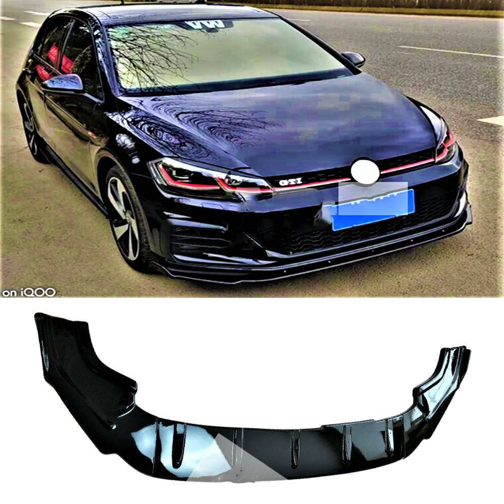 Fits VW Golf MK7.5 R GTD GTI Gloss Black Front Splitter Spoiler Lip Body Kit 2016-20