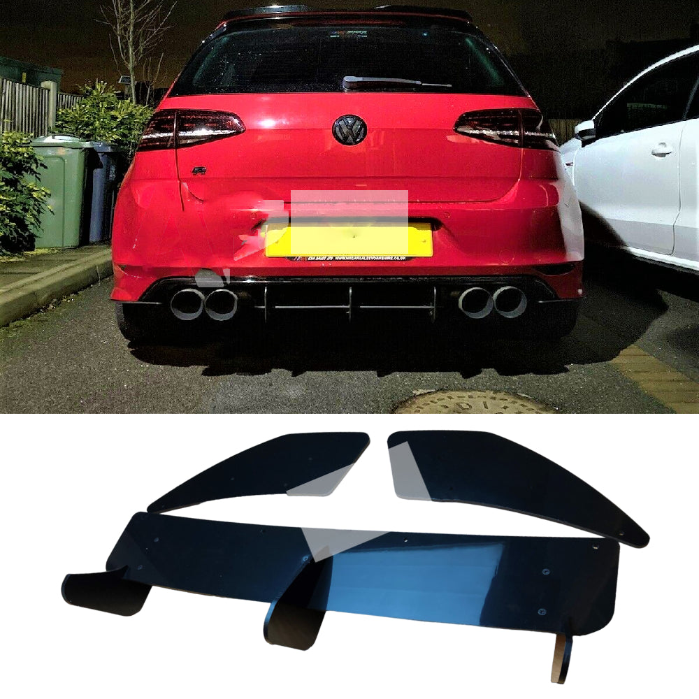 Fits VW Golf R MK7 Rear Diffuser and Rear Side Splitters 2013-2016 Spoiler Body Kit