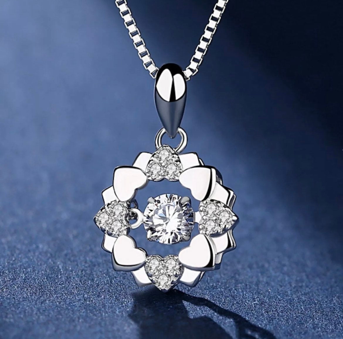 Heart Overlay Pendant 925 Sterling Silver Chain Necklace Womens Jewellery Gift