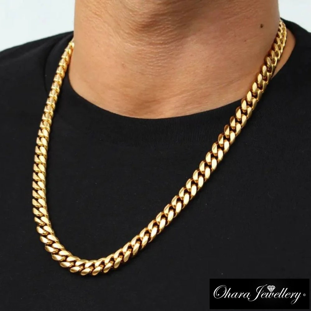 18ct Yellow Gold Heavy 8MM Miami Curb Cuban Link Mens Chain Necklace Jewellery