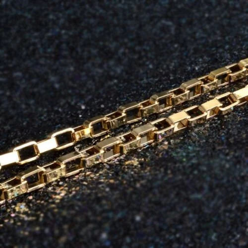 Stamp real18K gold filled mens/unisex chain necklace 20"6 mm gf60 xmas gift