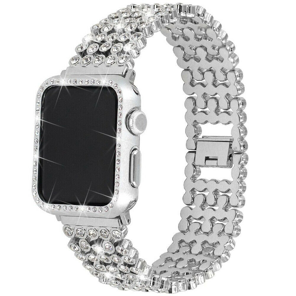 For Apple Watch Series 5/4/3 Bling diamond Bracelet Watch Strap Band Case Cover
