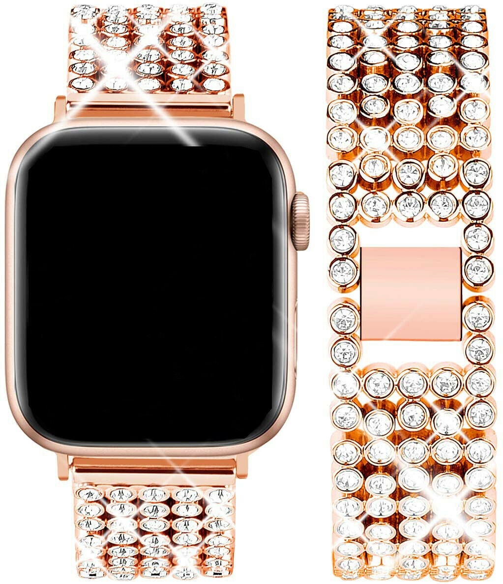 for Apple Watch Strap Series SE 6 5 4 38 40 42 44 mm Rhinestone Link Bling Metal
