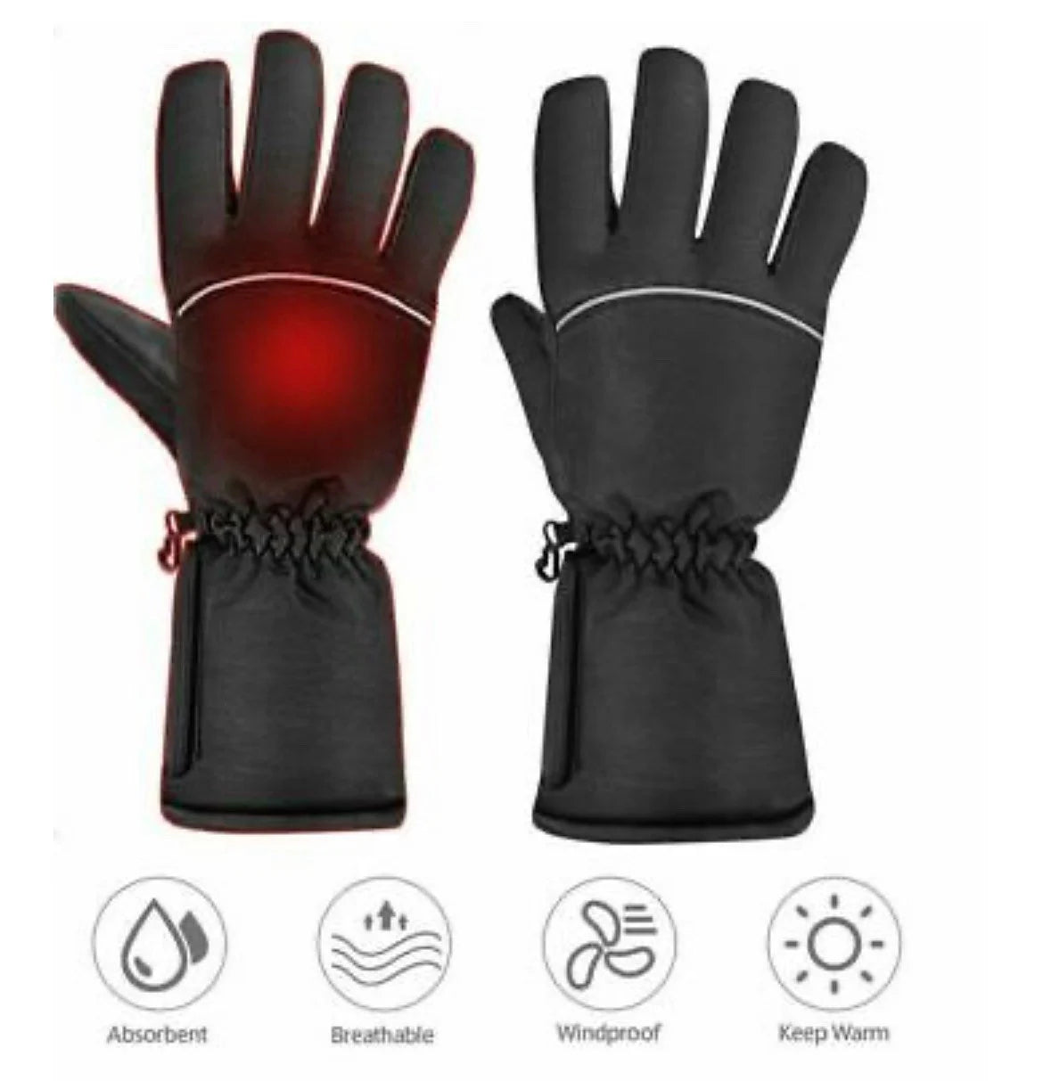 Pairs Motorcycle Motorbike Heated Gloves Winter Warm Battery Electric Waterproof