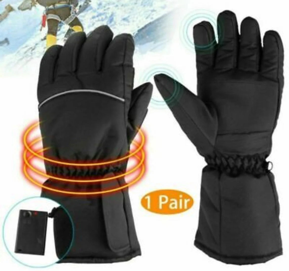 Pairs Motorcycle Motorbike Heated Gloves Winter Warm Battery Electric Waterproof