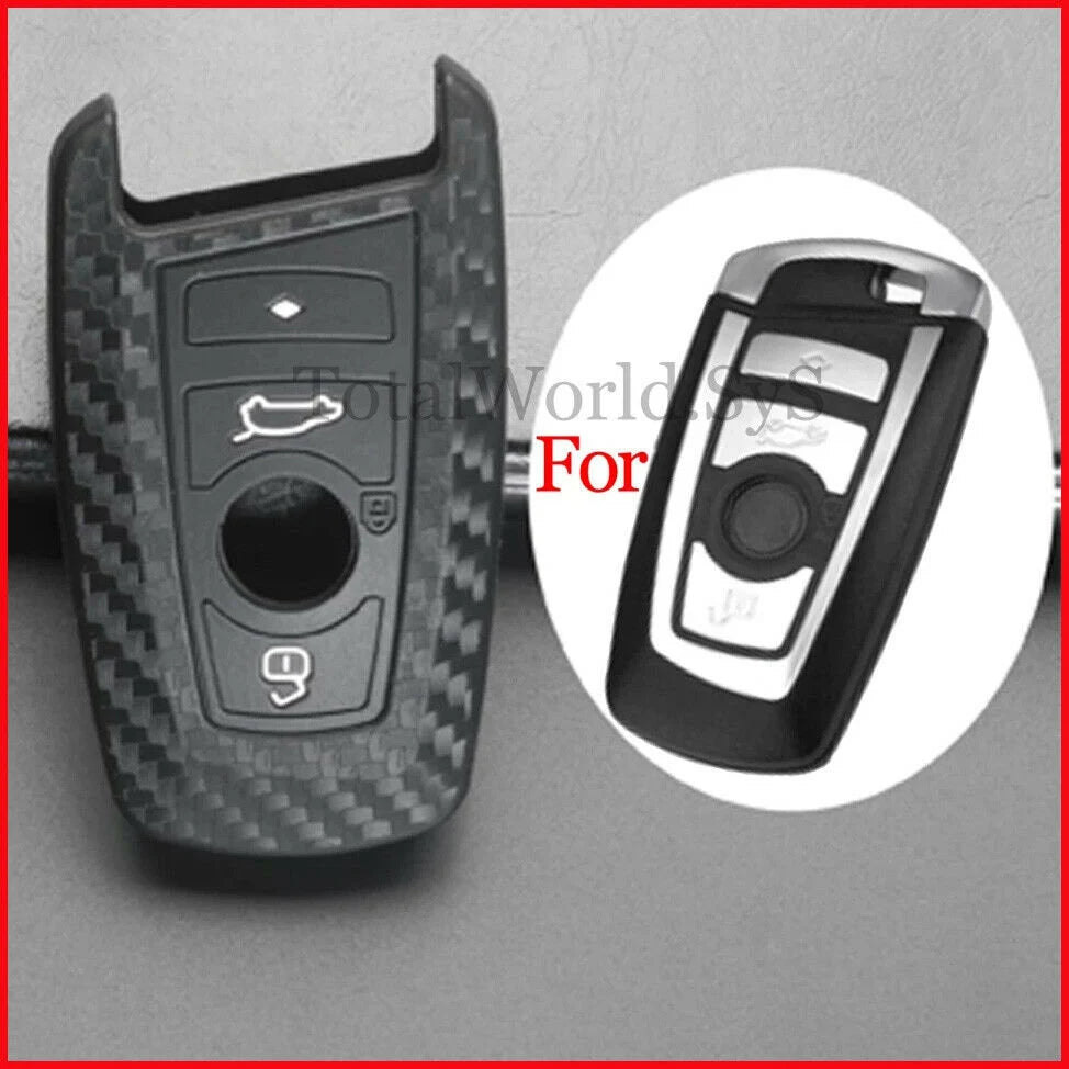 fits BMW 1 2 3 4 5 6 7 Series X3 X4 Carbon Fiber Key Case Cover Fob Holder Shell