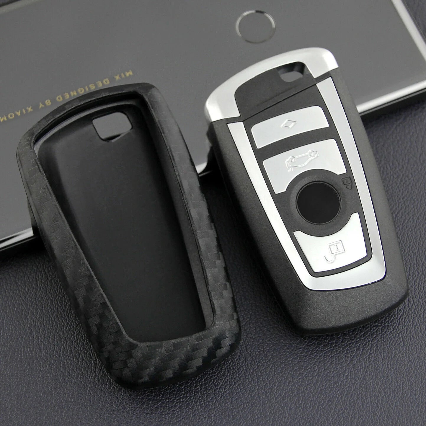 fits BMW 1 2 3 4 5 6 7 Series X3 X4 Carbon Fiber Key Case Cover Fob Holder Shell