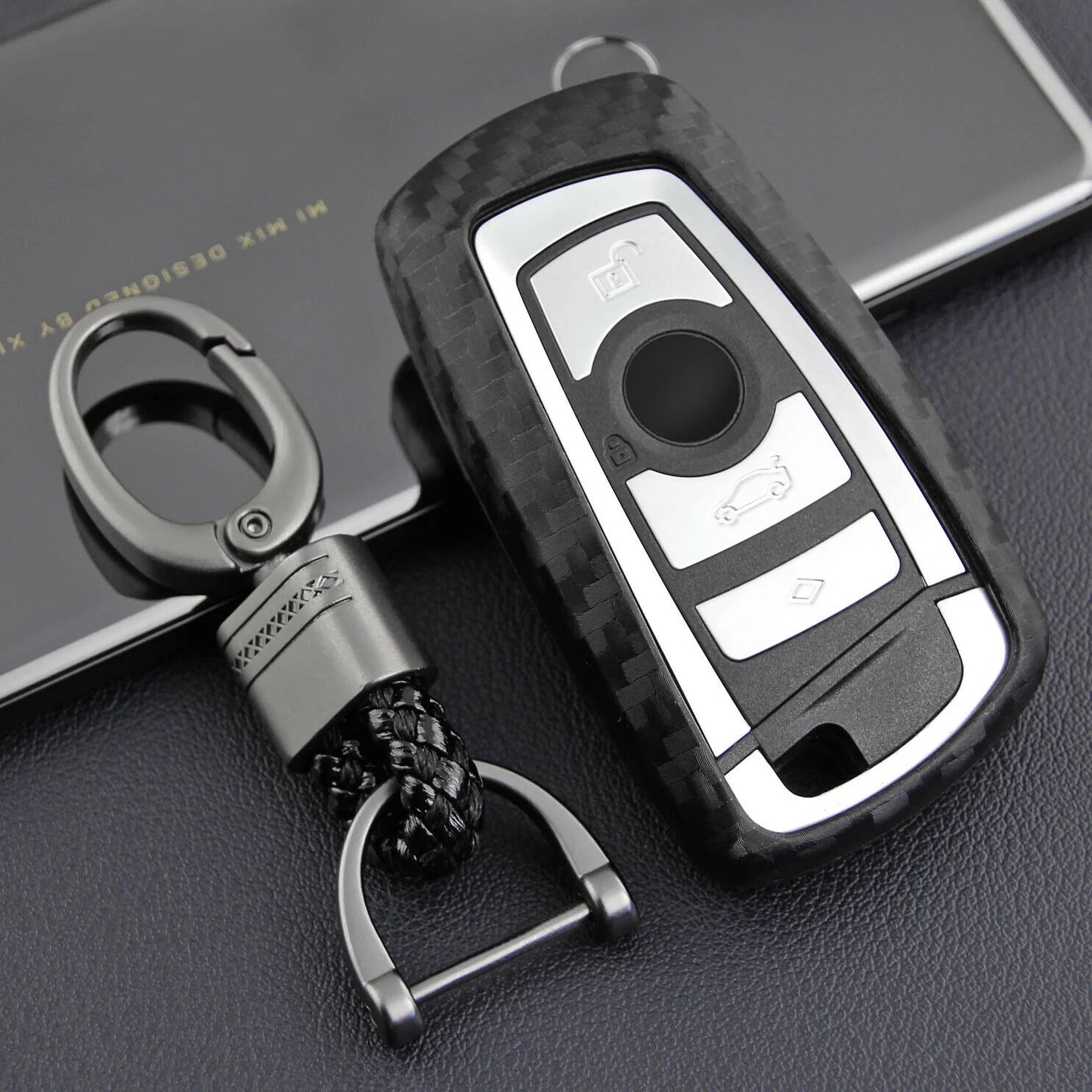 fits BMW 1 2 3 4 5 6 7 Series X3 X4 Carbon Fiber Key Case Cover Fob Holder Shell