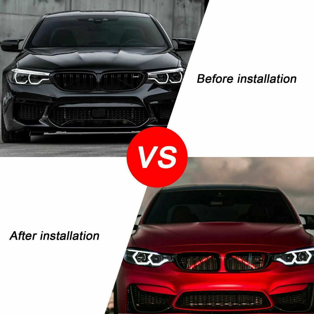 Fits BMW Red Grill Bar V Brace F36 4 Series Front Grille Trim Strips Cover