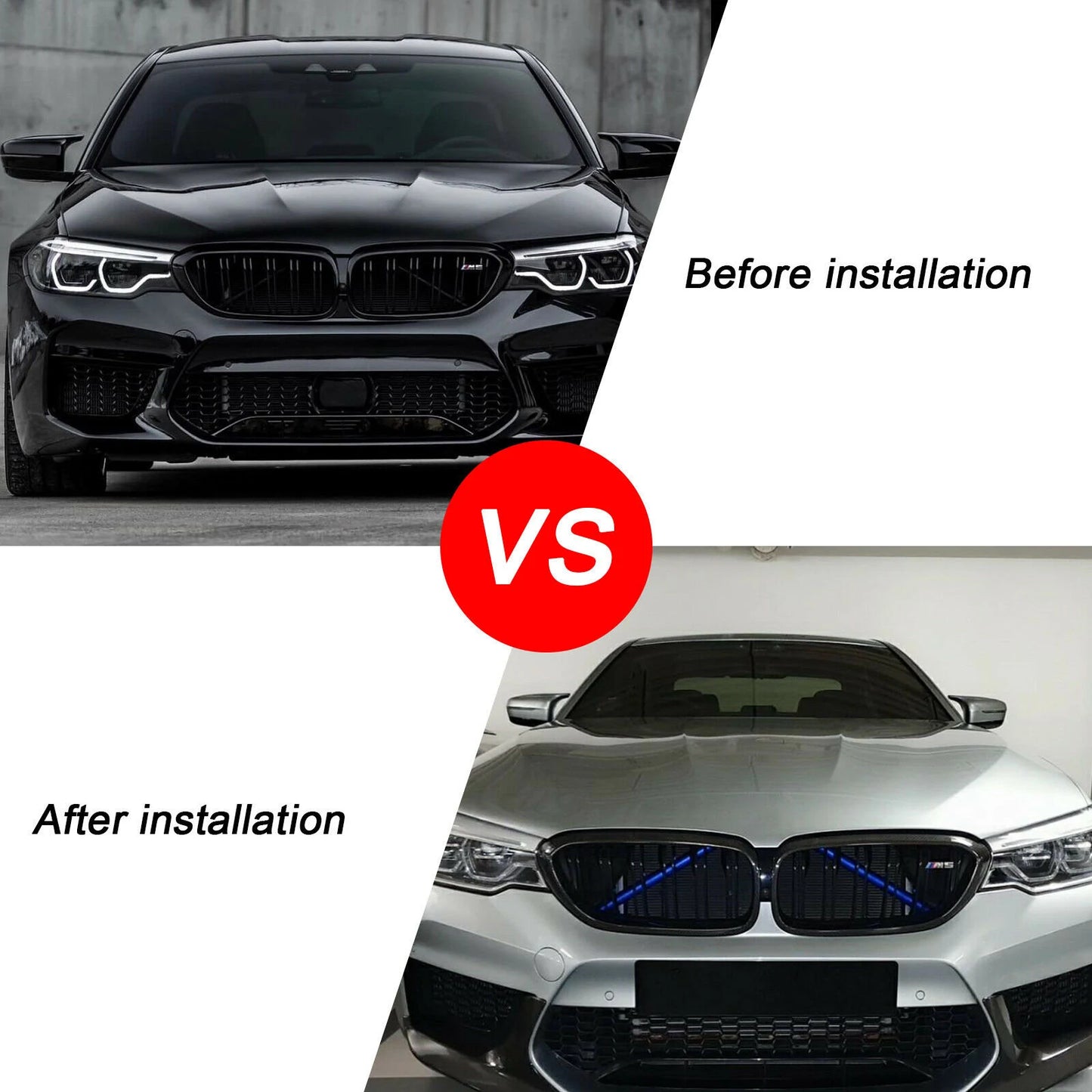 Fits BMW F30 F32 F34 F35 F36 Blue 2 Grill Bar V Brace 3 4 Series Front Grille Trim Strip Cover