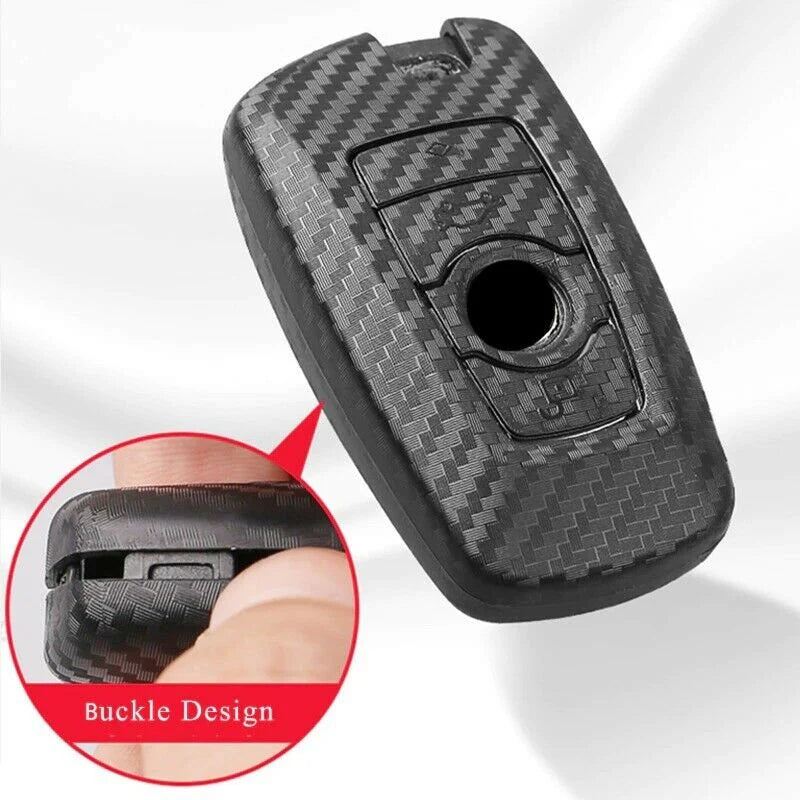 carbon fiber pattern key cover case compatible for bmw 5 e90 f10 f20 f30 x3 x4 m2 m3 m5 m6