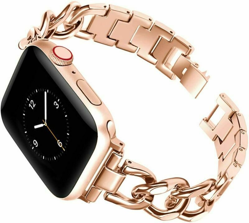 Cuban for Apple Watch Series SE 6 5 4 3 2 1 38 40 42 44 mm Chain Metal Strap