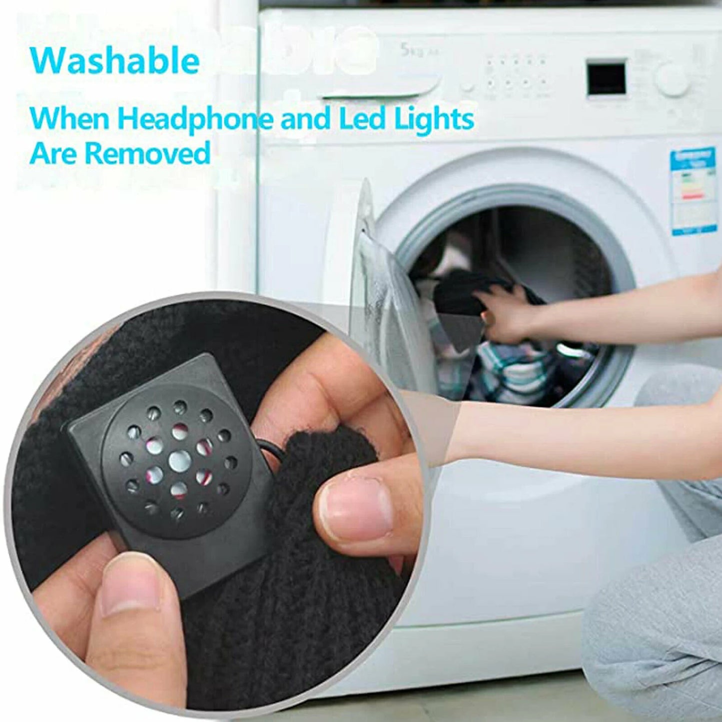 Grey Rechargeable Wireless Bluetooth LED Hat with Music Speakers Light Beanie Warm