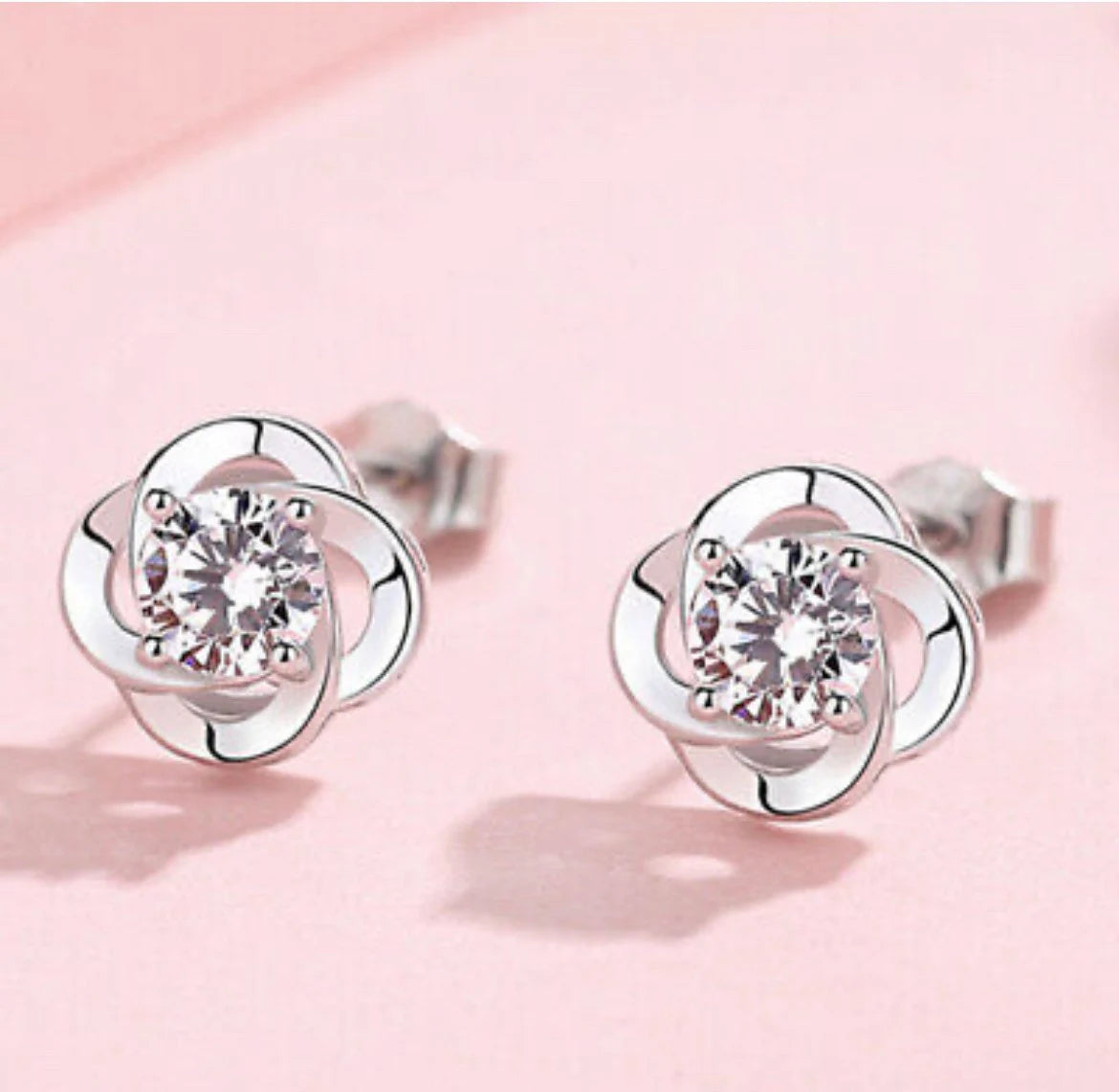 Crystal Swirl Stone Stud Earrings 925 Sterling Silver Women’s Jewellery Gift Uk Christmas gift Birthday gift valentines gift