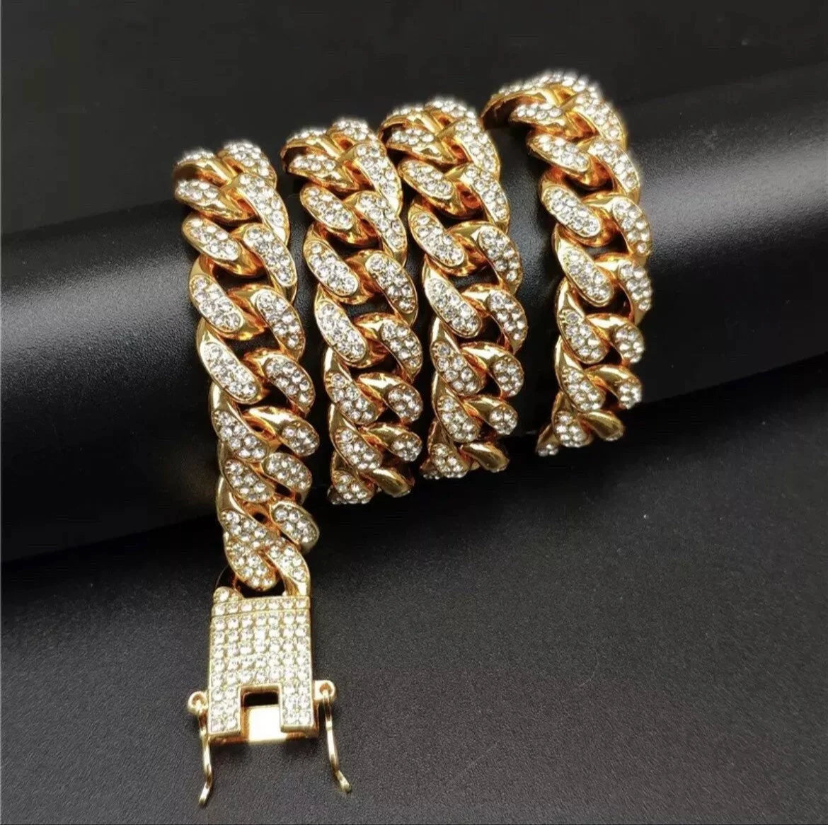 24 Inch Mens Iced Out Diamond Thick Miami Cuban Link Chain Necklace Hip Hop