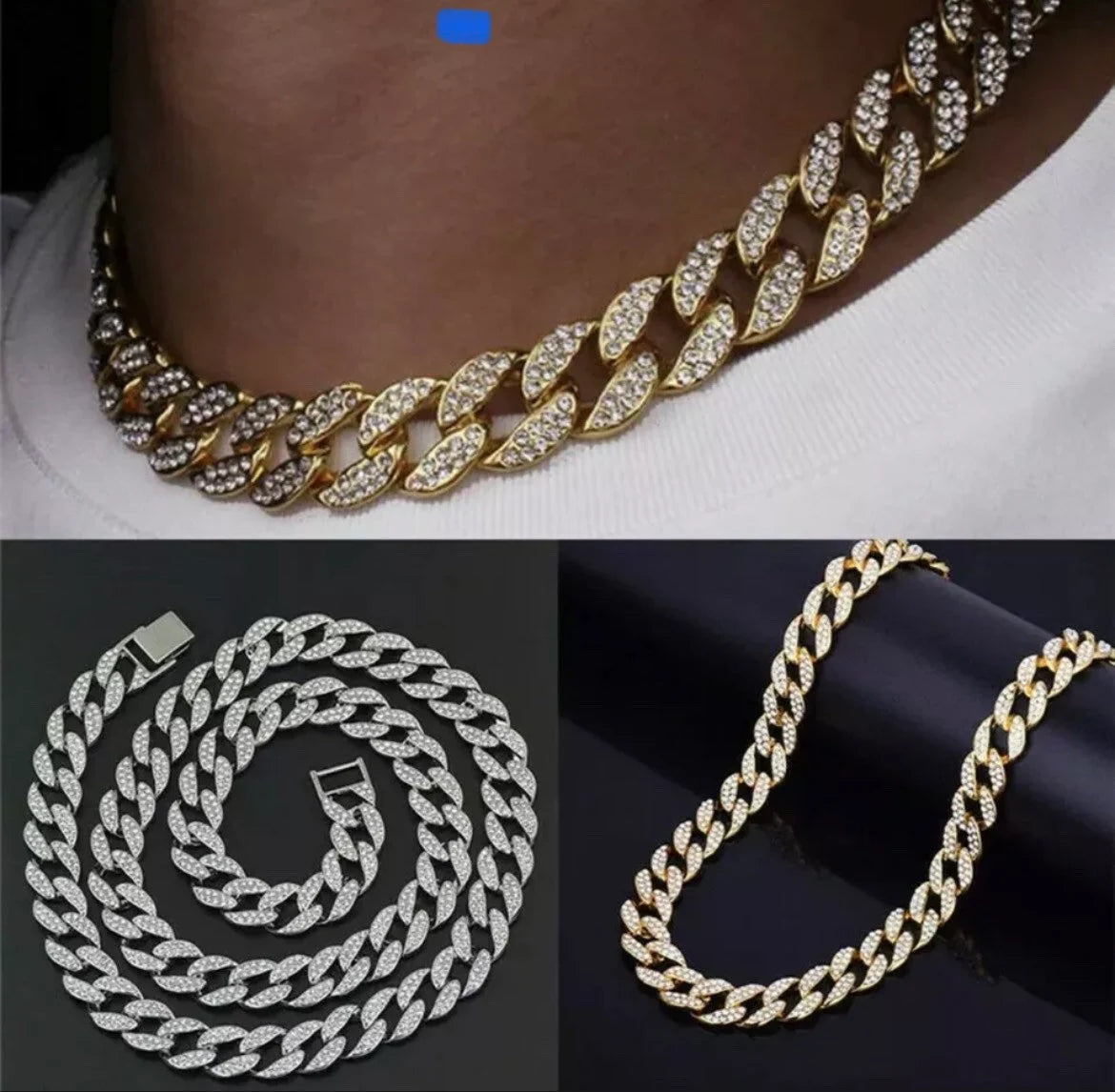 24 Inch Mens Iced Out Diamond Thick Miami Cuban Link Chain Necklace Hip Hop