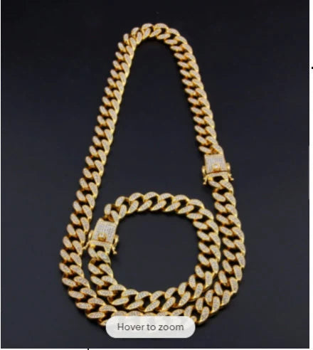 Iced Out Gold Diamond Shiny Chain & Bracelet Choker