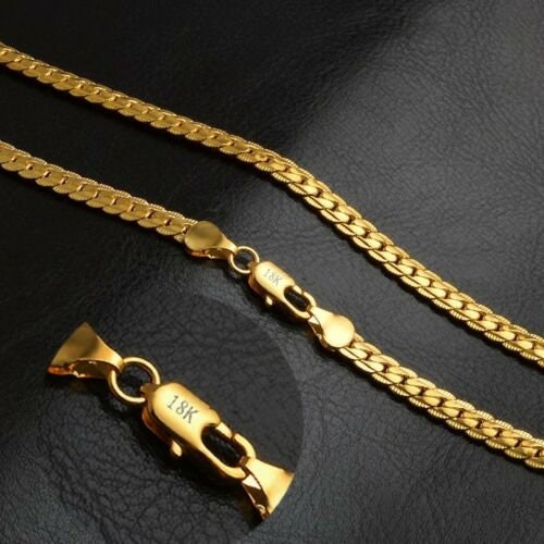 Stamped 18K gold filled mens/ladies unisex gift chain necklace 20" GT28