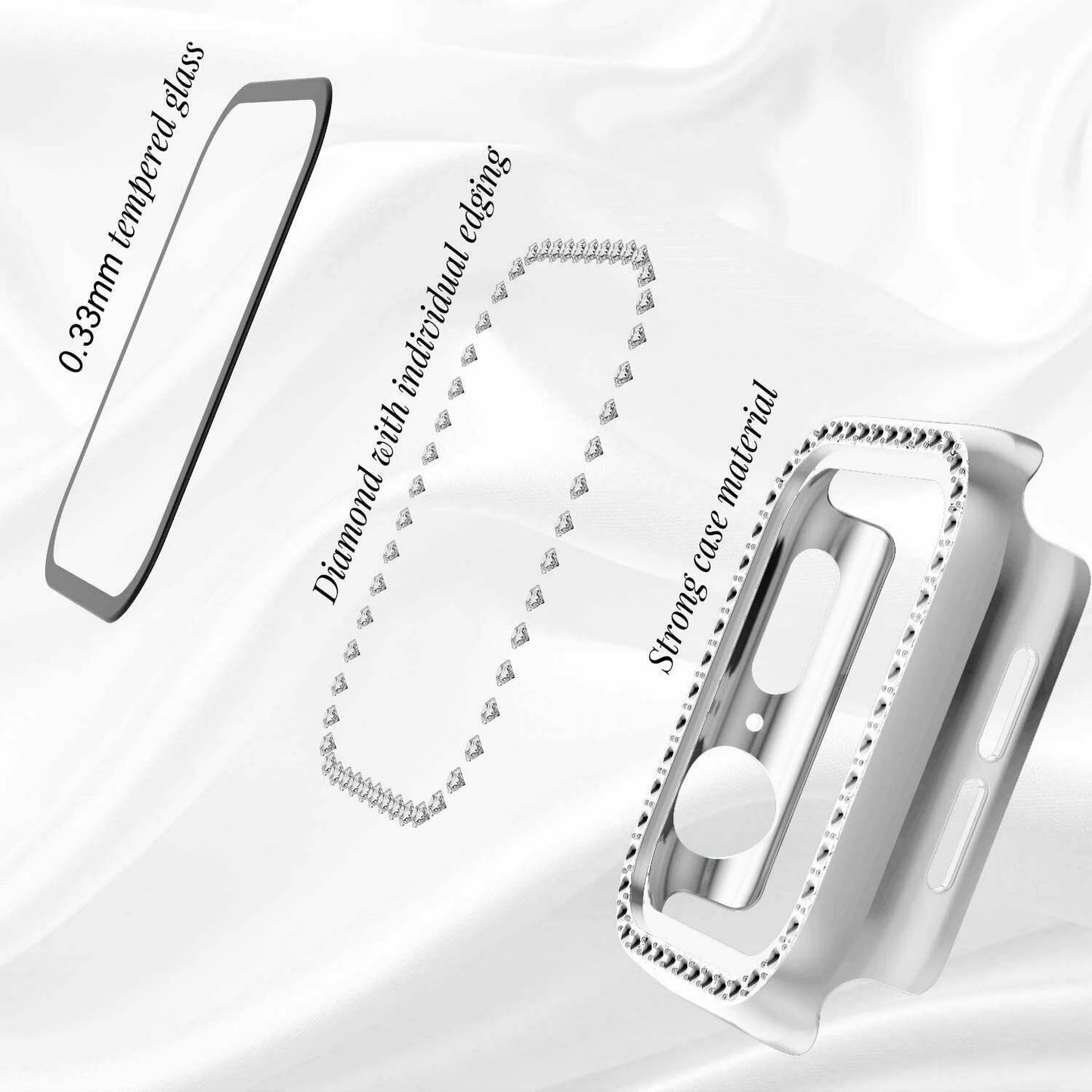 Bling Metal iWatch Strap+Full Screen Case For Apple Watch Series SE 6 5 4 3 2 1