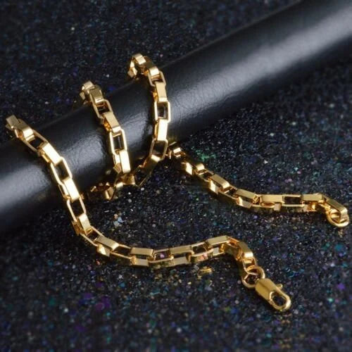 Stamp real18K gold filled mens/unisex chain necklace 20"6 mm gf60 xmas gift