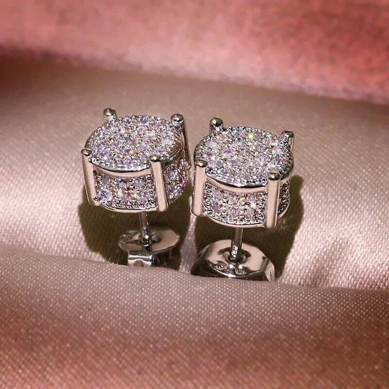 18k white gold filled iced stud earrings made with swarovski crystals wg33