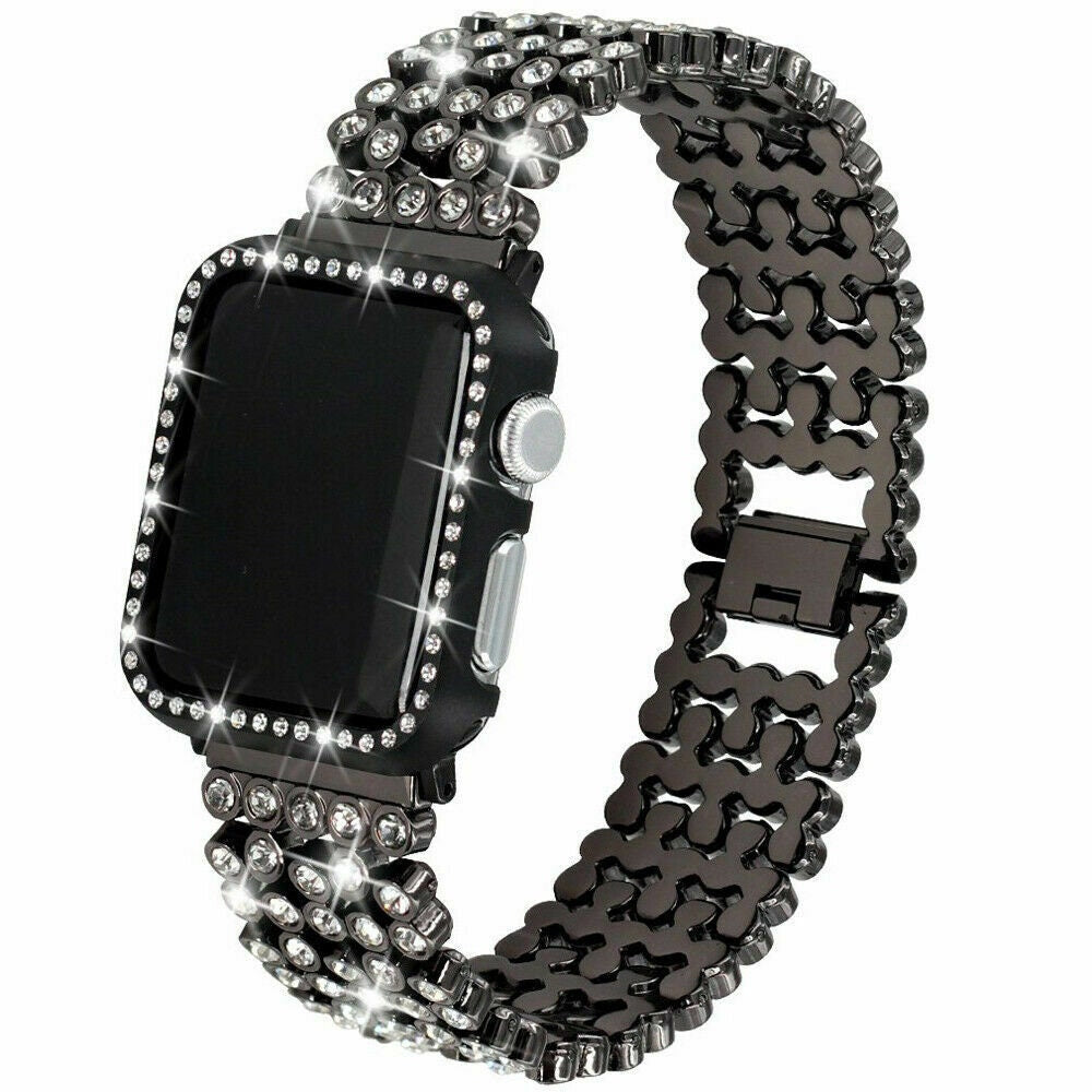 For Apple Watch Series 5/4/3 Bling diamond Bracelet Watch Strap Band Case Cover