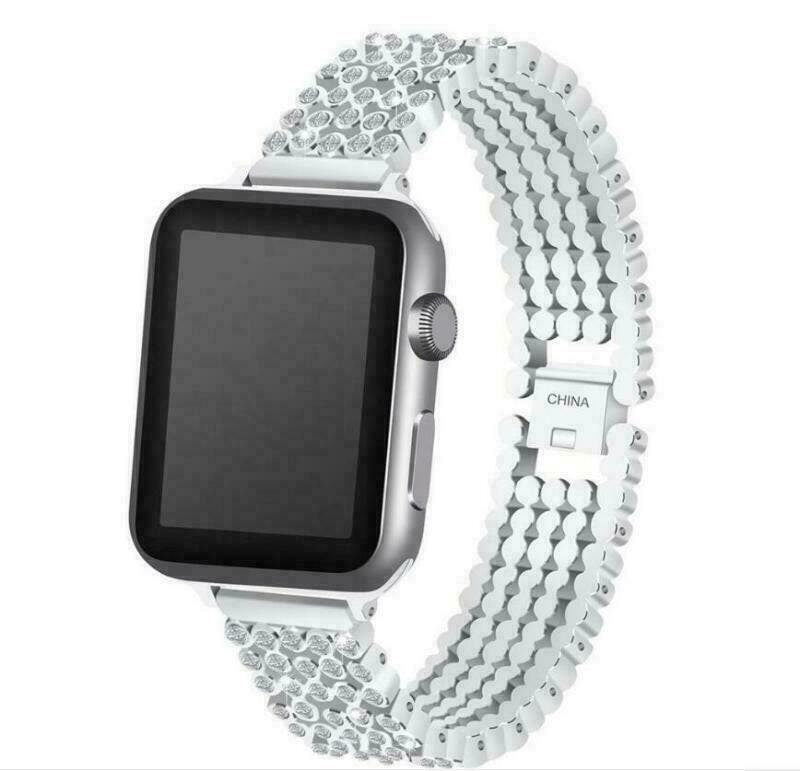 for Apple Watch Strap Series SE 6 5 4 38 40 42 44 mm Rhinestone Link Bling Metal