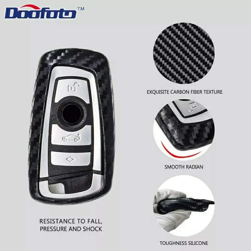 Silicone Key Case Cover Carbon Design For BMW 6 Series 7 Series X1 X5 Series 4 Buttons