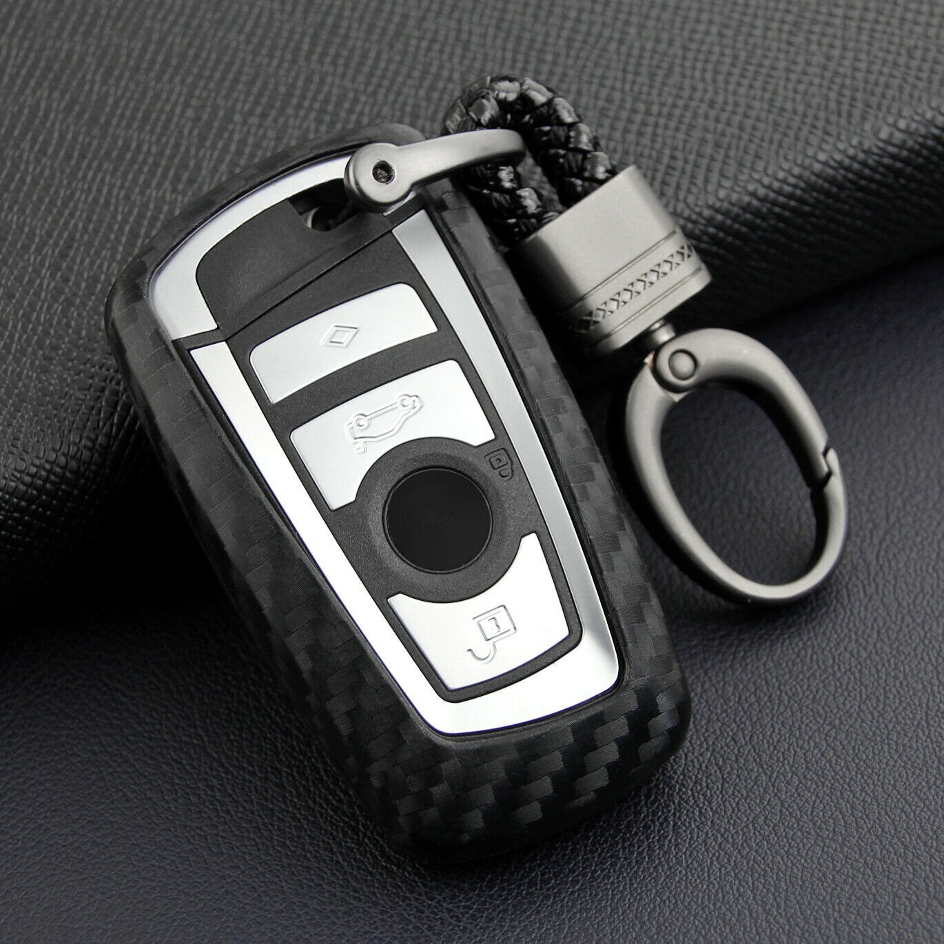 compatible BMW 1 2 3 4 5 6 7 Series X3 X4 Carbon Fiber Key Case Cover Fob Holder Shell