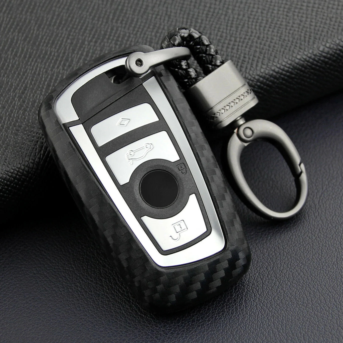 fits BMW 1 2 3 4 5 6 7 Series X3 X4 Carbon Fiber Key Case Cover Fob Holder Shell