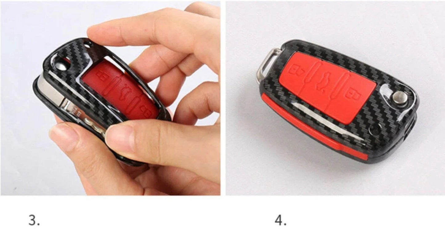 Car Key Shell Case Cover Fob Carbon Fiber For Audi A1 A3 A4 A6 Q3 Q7 TT