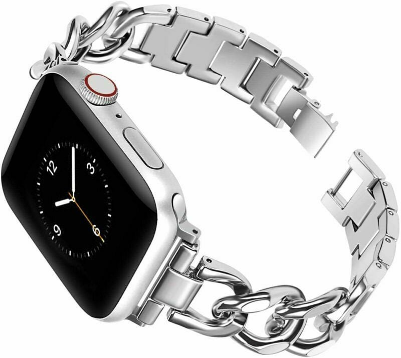 Cuban for Apple Watch Series SE 6 5 4 3 2 1 38 40 42 44 mm Chain Metal Strap