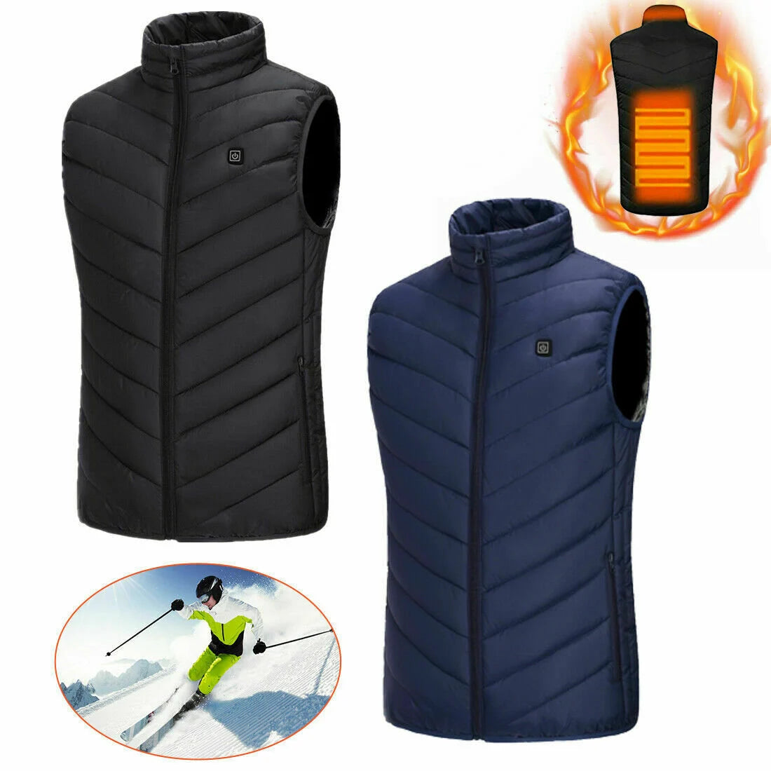Winter Heated Vest Warm Body Electric USB Mens Heating Coat Jacket