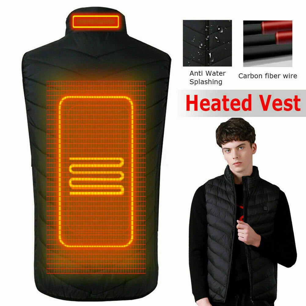 Winter Heated Vest Warm Body Electric USB Mens Heating Coat Jacket