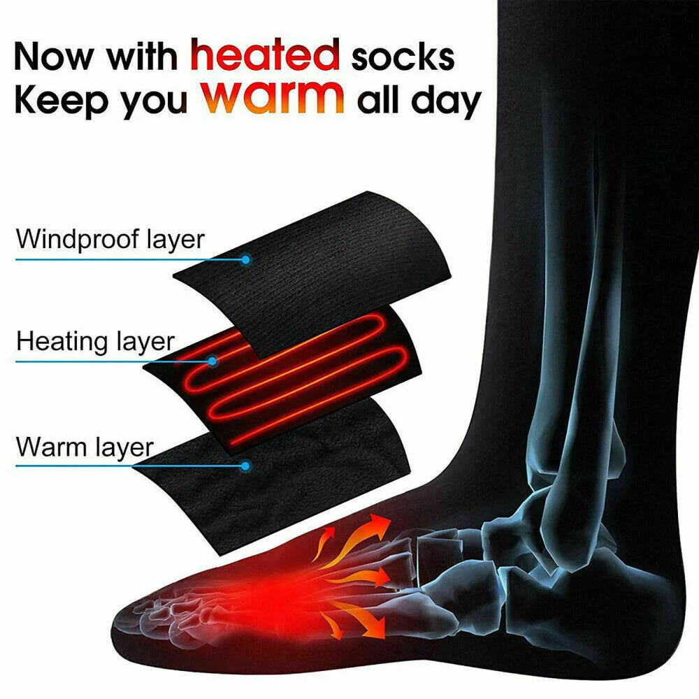 Unisex Electric Heated Socks Rechargeable Battery Power Foot Winter Warmer Sock
